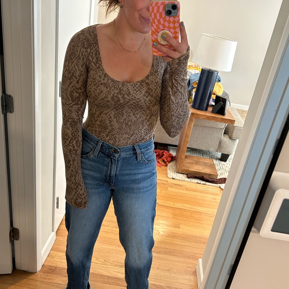 Snakeskin Brown Patterned Bodysuit